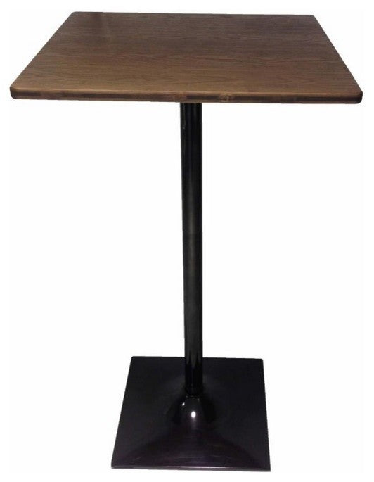Dark Elm Square Bar Table With matte Black