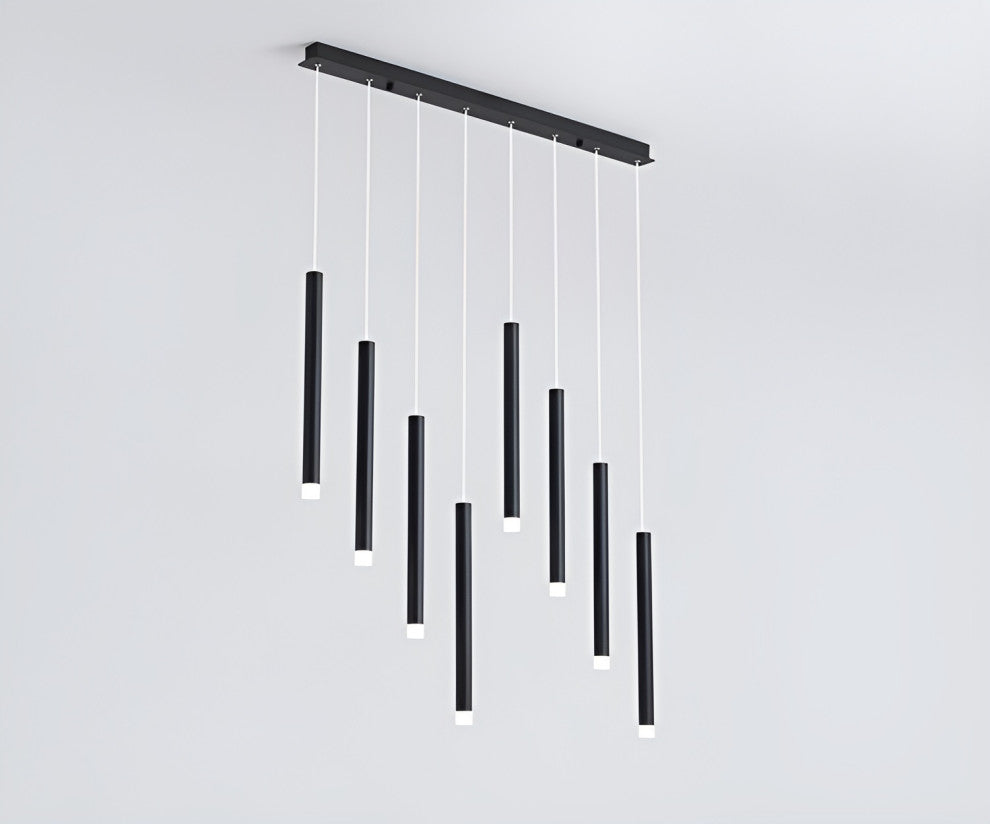 Burgdorf | Black Pendant Lamp in a Nordic Style for Kitchen, 8 Heads Black, Warm Light