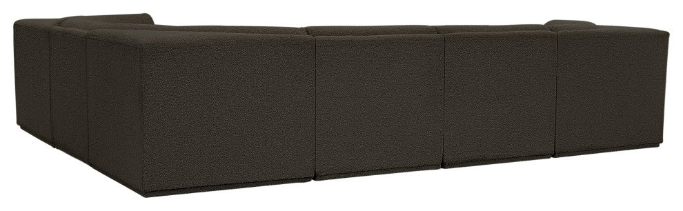 Ollie Black Boucle Fabric L-Shaped Modular Sectional, Brown, 6-Piece: 3 Armless Chair, 3 Corner Chair