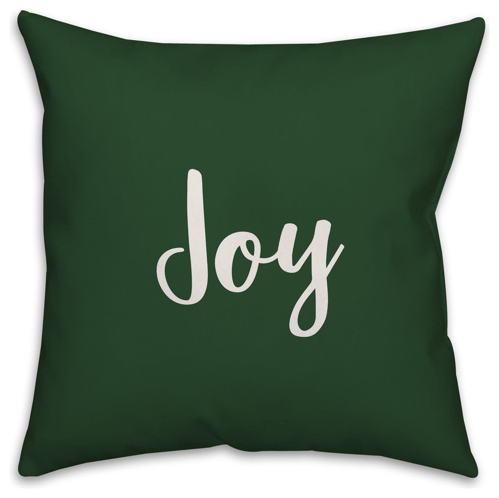 Joy, Dark Green 18x18 Throw Pillow
