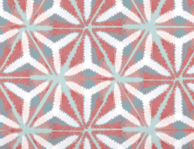 Water Mosaic, Geometric Print Bath Towel, Coral