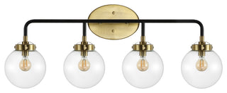 Caleb 30.75" 4-Light Contemporary Transitional Iron/Glass LED Vanity Light