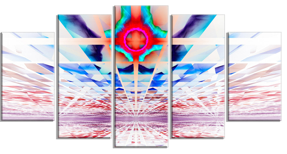 Cosmic Horizons Apocalypse, Contemporary Wall Art Canvas, 60"x32", 5 Panels