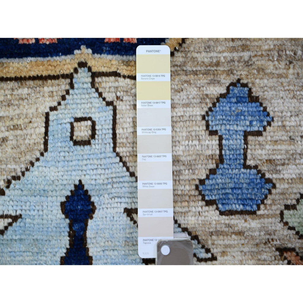 Tan Anatolian Village Inspired Design Wool Hand Knotted Runner Rug 2'10"x9'7"