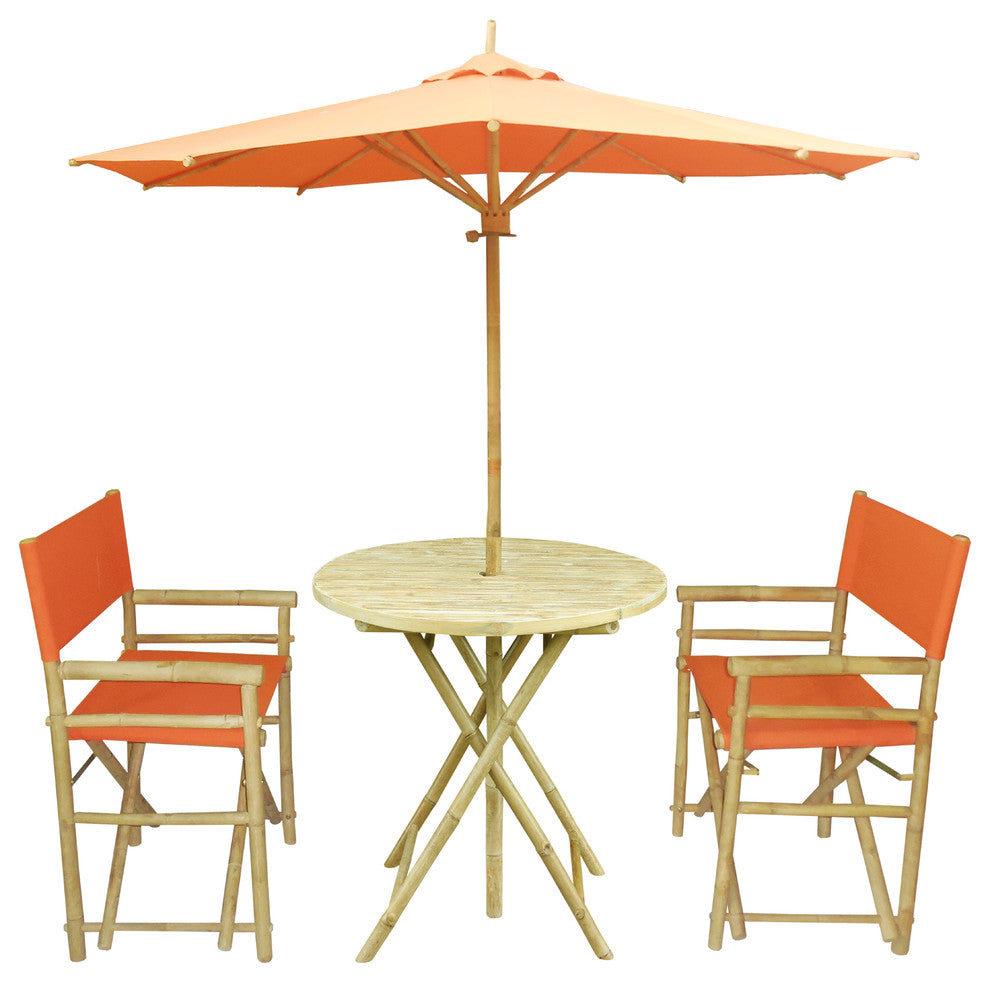 Bamboo 4-Piece Round Table Set, Pottery