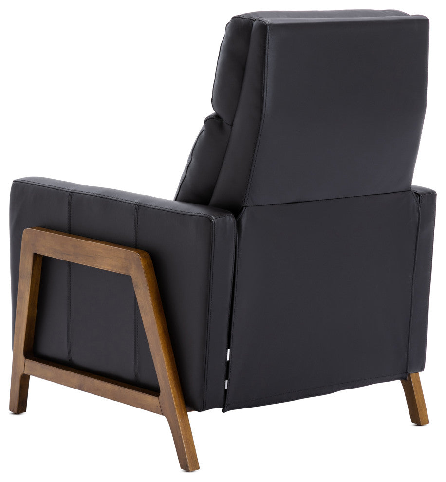 Reed Leather Push Back Recliner, Black