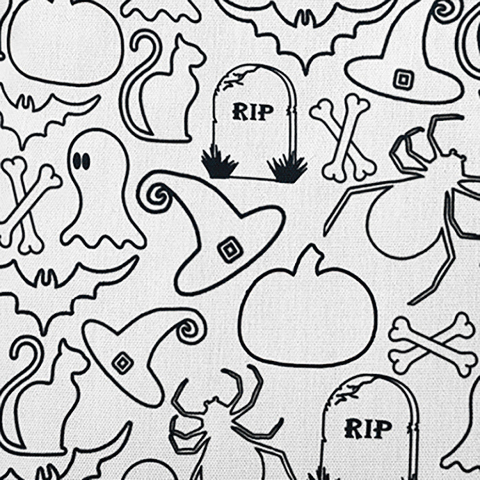 Halloween Outlines Accent Pillow, White, 26"x26"
