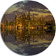 San Francisco At Sunset Panorama, Cityscape Round Wall Art, 36"