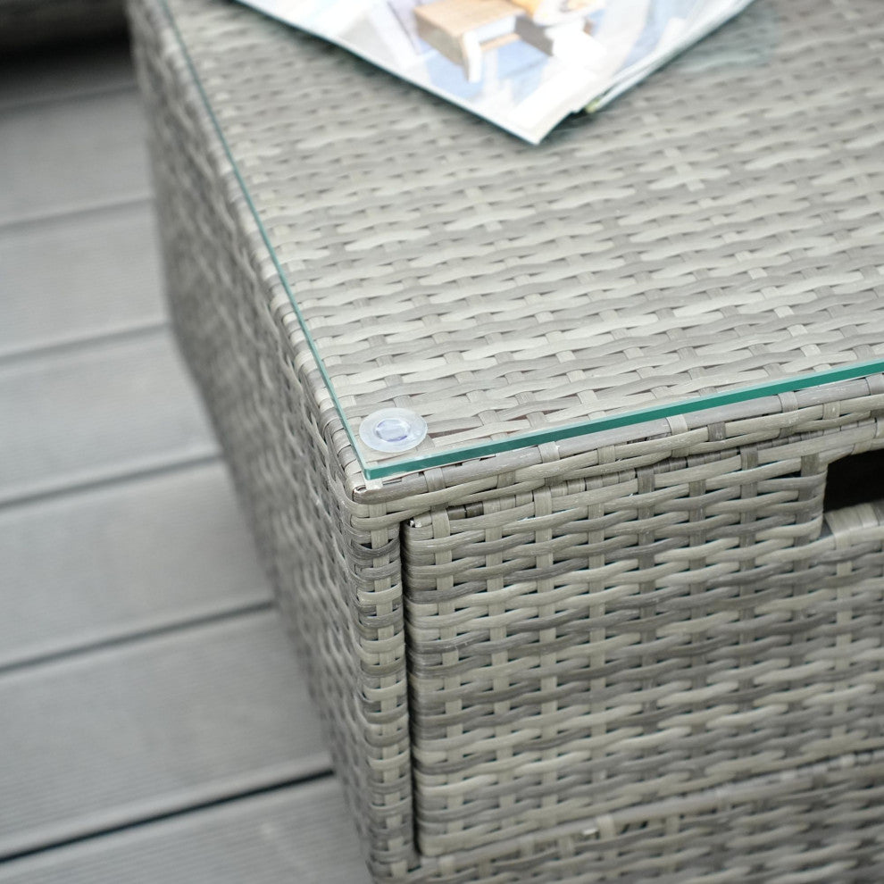 5-Piece Patio Wicker Cozy Conversation Seating Set, Grey Wicker