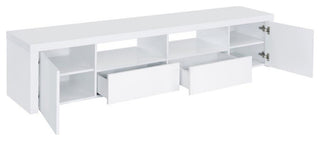 2 Drawers and 2 Doors TV Stand, High Gloss White