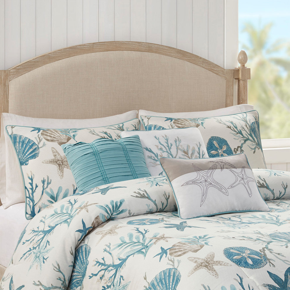 Madison Park Pebble Beach Coastal 7-Piece Cotton Sateen Comforter Set
