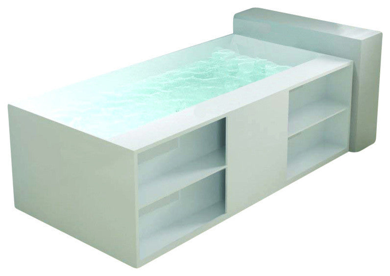 ADM Shelved Freestanding Bathtub, Matte White, 68.9"
