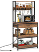 Kitchen Bakers Rack With Power Outlets, Freestanding Microwave Oven Stand