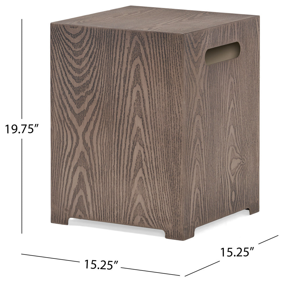Jasmine Outdoor Metal Tank Holder Side Table, Brown Wood Pattern