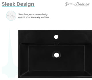 Claire 24" Rectangle Wall-Mount Bathroom Sink, Matte Black