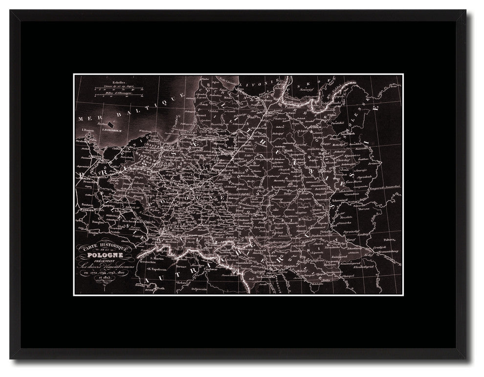 Poland Prussia Germany Vintage Vivid Sepia Map Canvas, 16"x21"