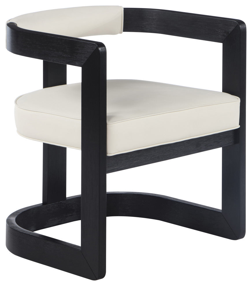 Manchester Faux Leather Upholstered Dining Chair, Cream, Black Finish