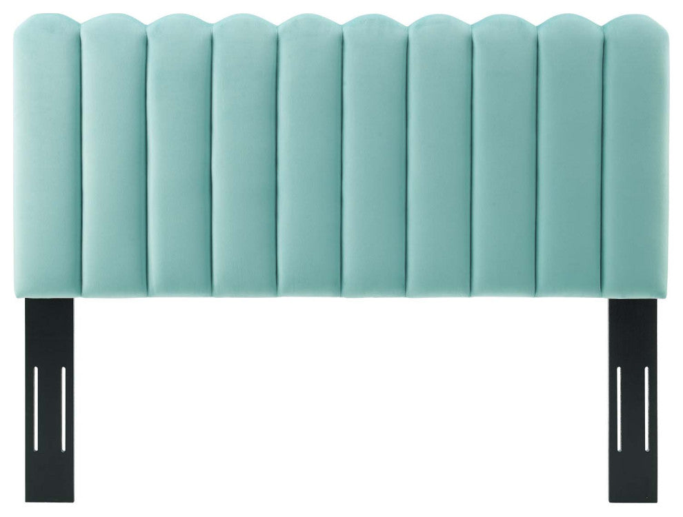 Headboard, King Size, Velvet, Blue, Modern Contemporary, Bedroom Master Suite
