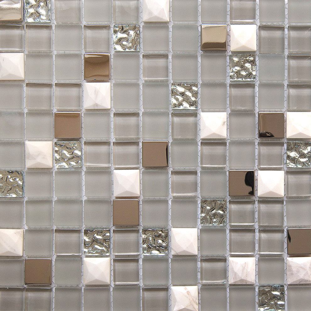 Glass, Metal and Stone Mosaic Tile, Mini TeseoCollection, Nana, Square, Sample