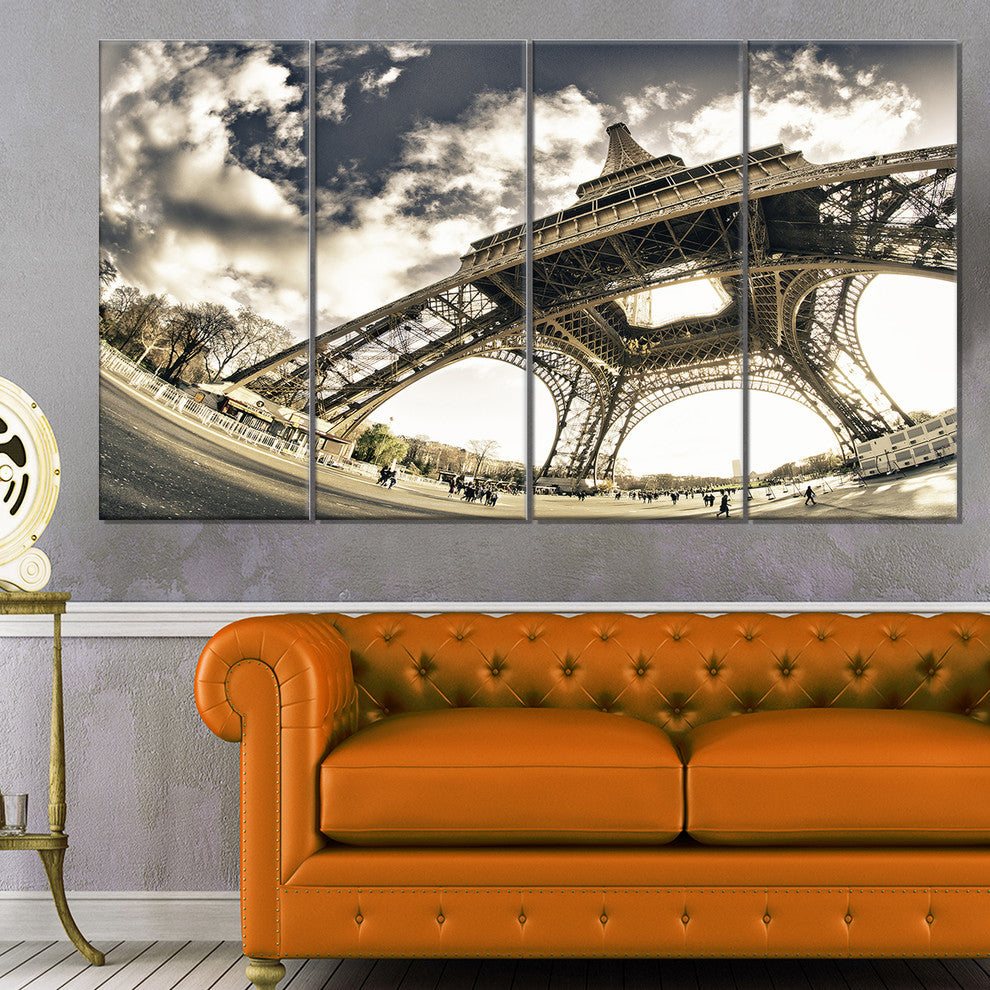 Paris Eiffel Towerin Sunny Winter Morning, Canvas Print, 48"x28", 4 Panels
