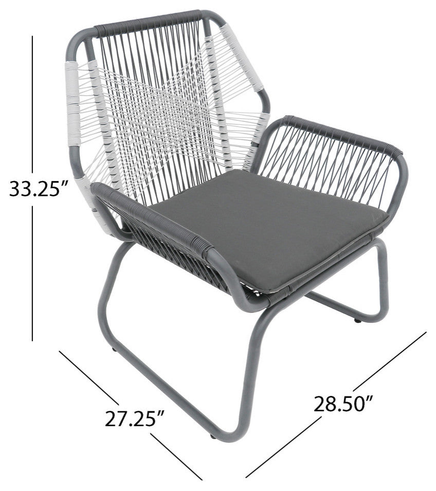 Hannah Outdoor Faux Rattan Club Chair, Set of 2