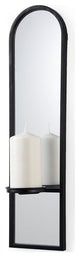 Evianna 7Lx7Wx25H Mirrored WithBlack Metal Frame Wall Candle Holder