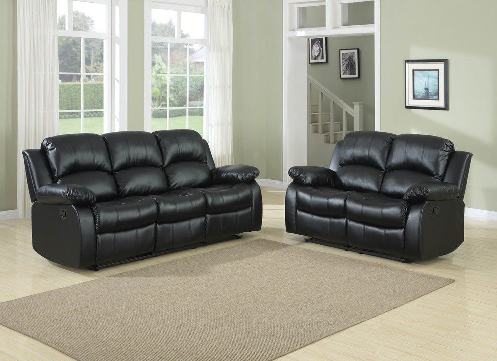 Ciabola Double Reclining Love Seat, Black Leather