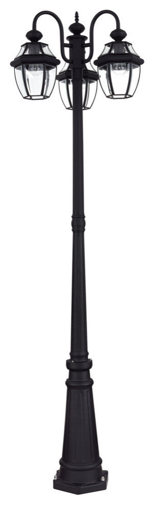Monterey Multi Head Black Outdoor Post Light with Clear Beveled Glass
