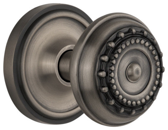 Classic Rosette Passage Meadows Knob, Antique Pewter