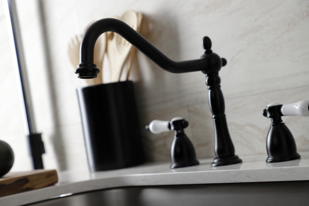 Kingston Brass KB1790BPLBS Widespread Kitchen Faucet, Brass Sprayer