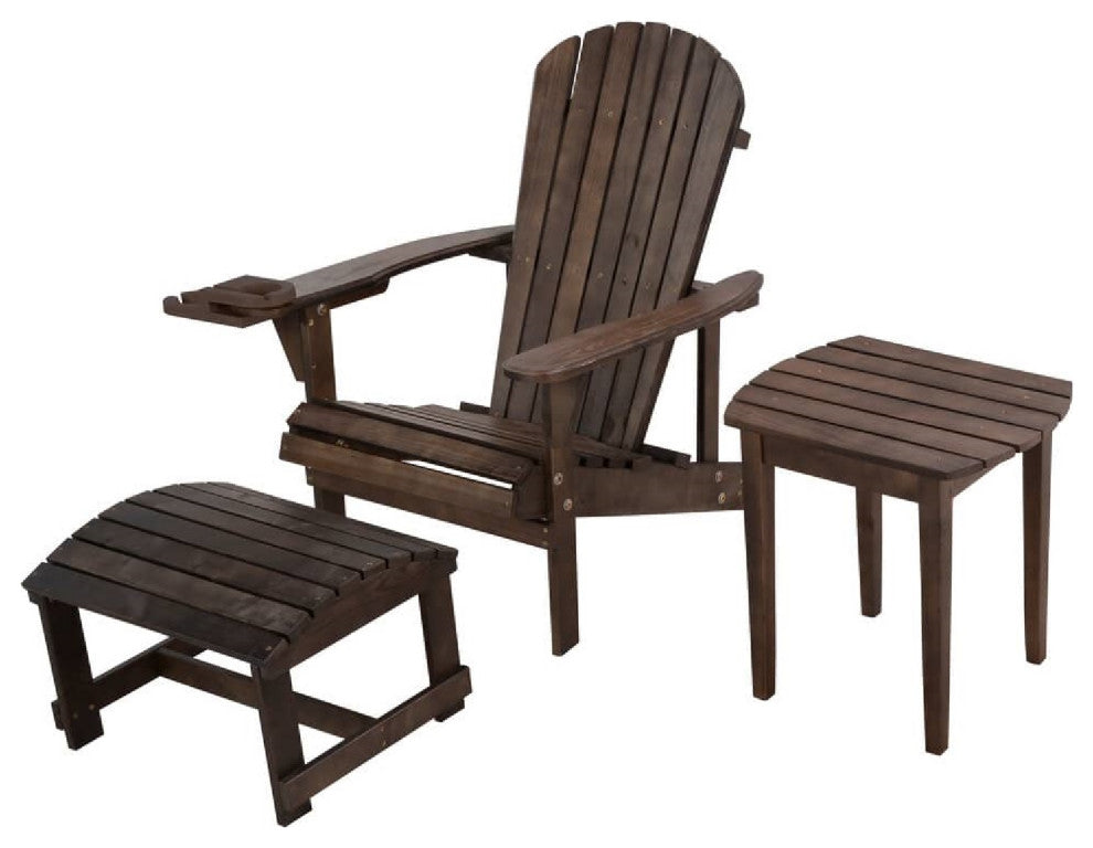 Earth Collection Adirondack Chair With phone and cup holder, Dark Brown, One Cha