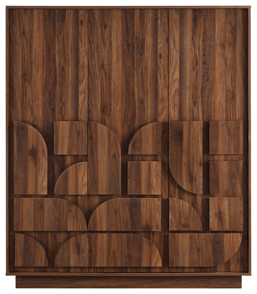 Bulwark 3-Door Wardrobe Closet, Walnut