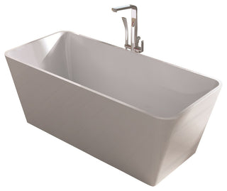 ADM Rectangular Freestanding Bathtub, Glossy White, 64.8"