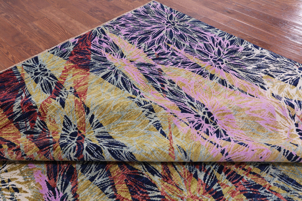 Wool and Silk Modern Handmade Rug 8' 10" X 11' 10" Q7333
