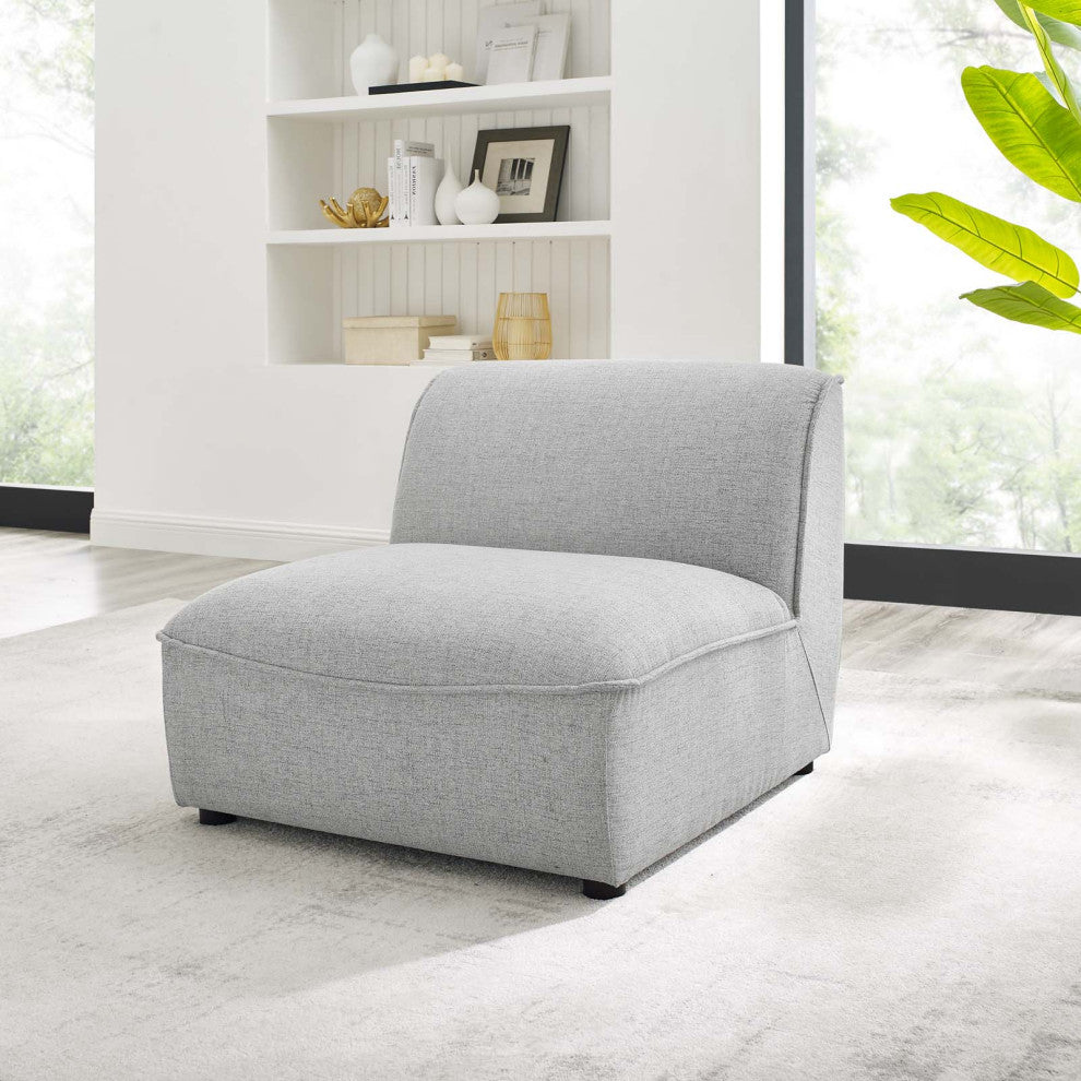 Sofa Middle Chair, Fabric, Gray, Modern, Living Lounge Hotel Hospitality