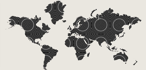 Studio Map Mural, Black Circles, Peel and Stick, 1 Panel, 74"x36"