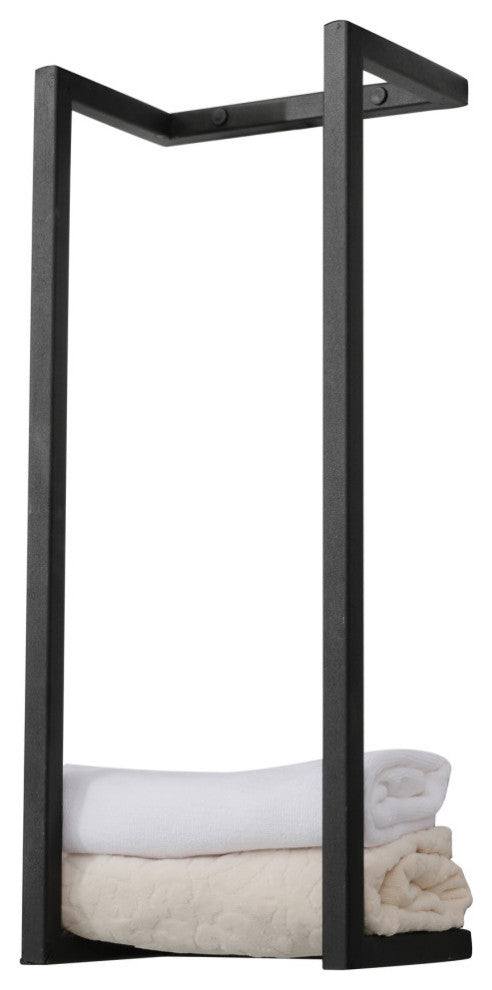 Towel Bathroom Rack, Black Metal Towel Shelf 36"