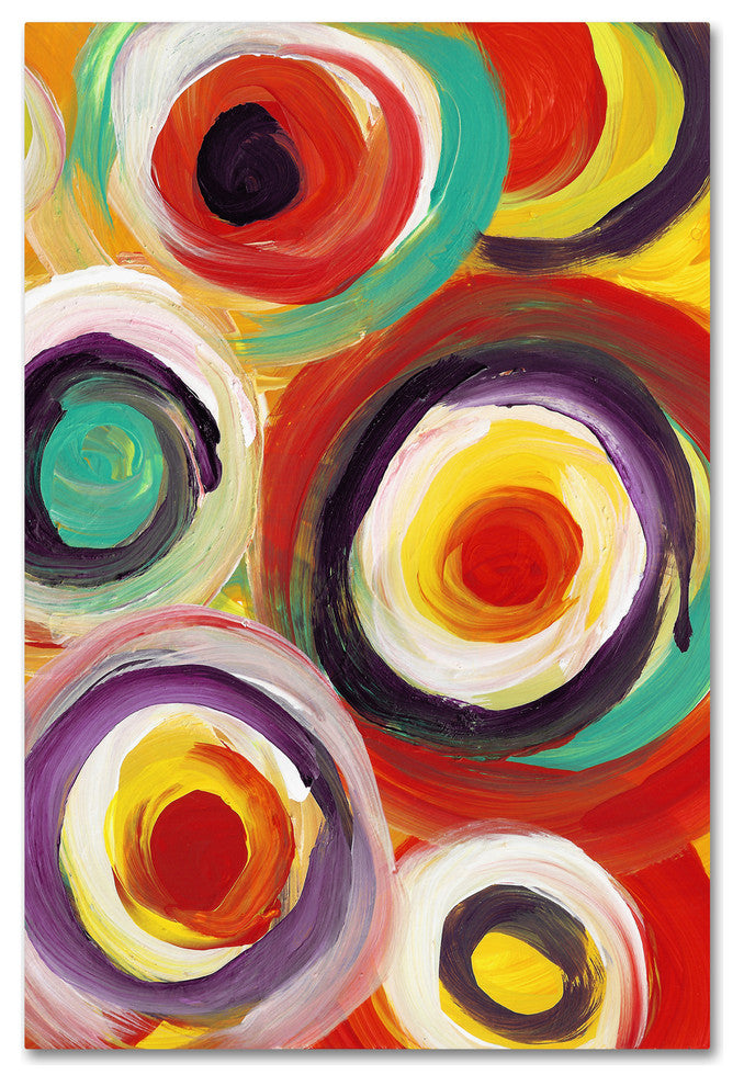'Bright Bold Circles Vertical' Canvas Art, 24x16