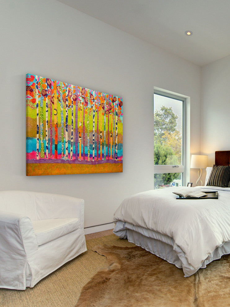 "Blooming Birch Trees" Painting Print on Canvas by Lisa Mee