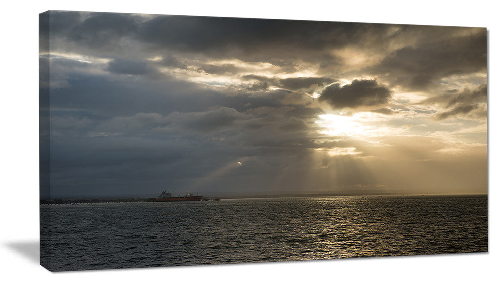 "Beautiful Cloudy Sunset at Australia Beach" Canvas Print32"x16"