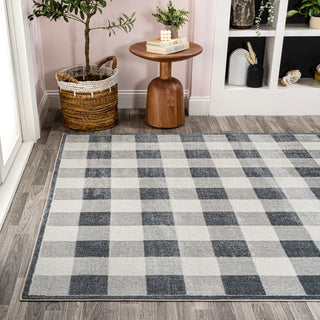 Gradient Plaid Cottage Machine-Washable Light Gray/Dark Gray/Cream 8x10 Area Rug
