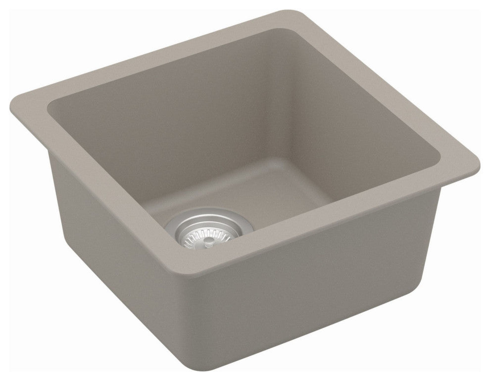 Karran Undermount Quartz Composite 17" Bar Single Bowl Sink, Concrete