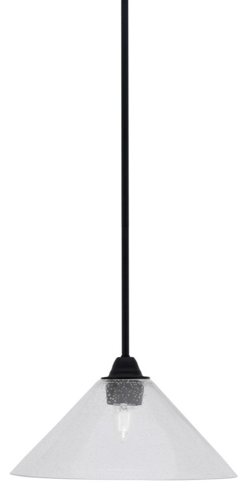 Paramount Mini Pendant, Matte Black, 12" Clear Bubble Glass