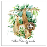Let's Hang Out Sloth 16x16 Canvas Wall Art