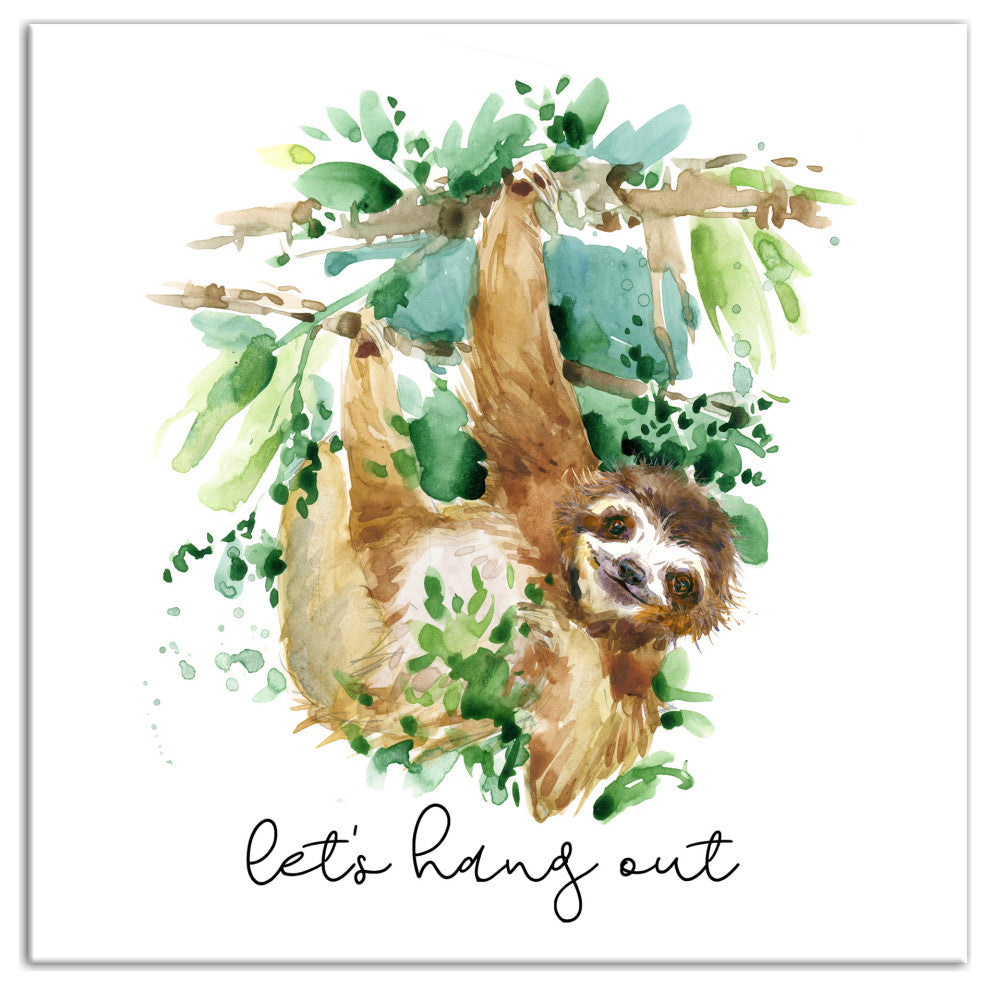 Let's Hang Out Sloth 16x16 Canvas Wall Art