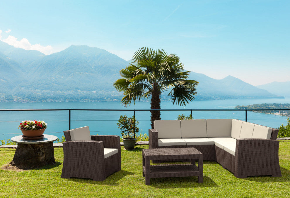 Compamia Monaco 5-Piece Patio Sectional Set, Brown