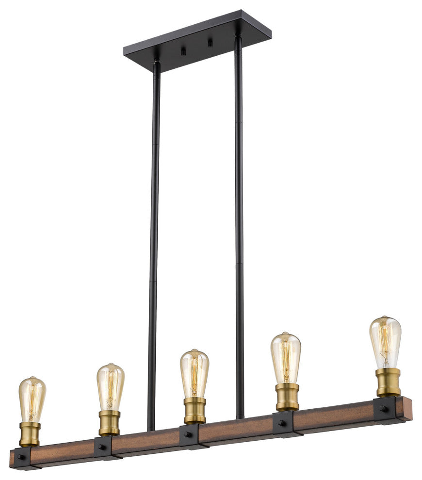 Z-Lite 472-5L Kirkland 5 Light 36"W Faux Wood Linear Chandelier - Ashen