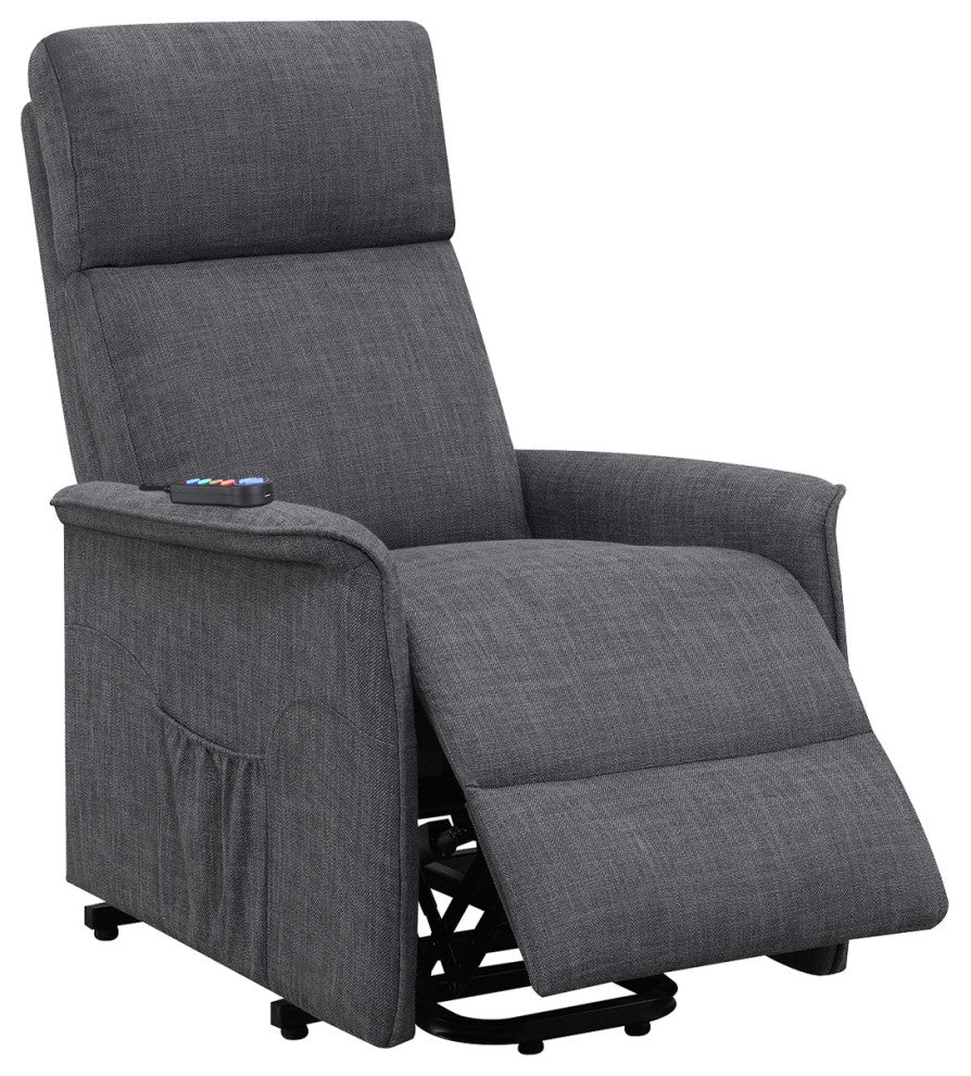 Coaster Herrera Fabric Power Lift Recliner with Wired Remote in Charcoal