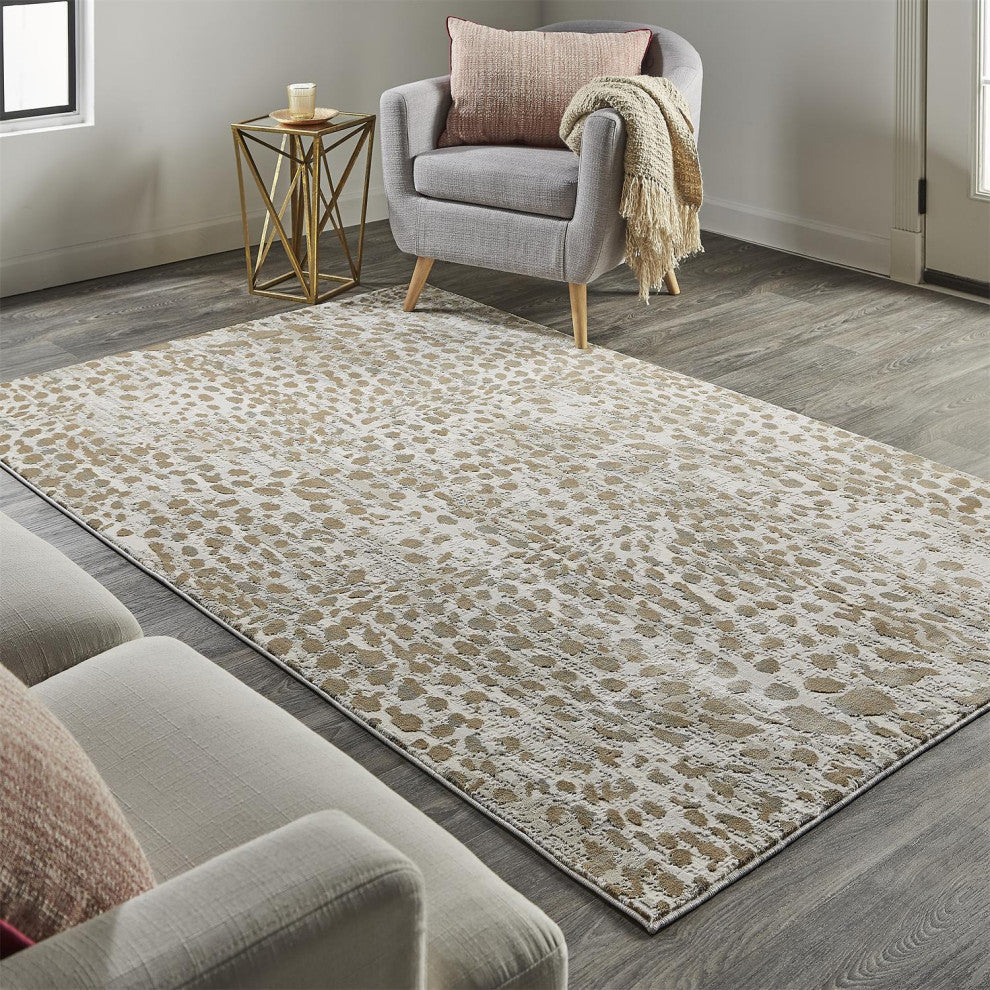 Weave & Wander Vanhorn Animal Print, Brown/Ivory/Tan, 1'8"x2'10"