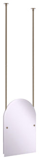 Frameless Arched Top Ceiling Hung Mirror, Antique Pewter